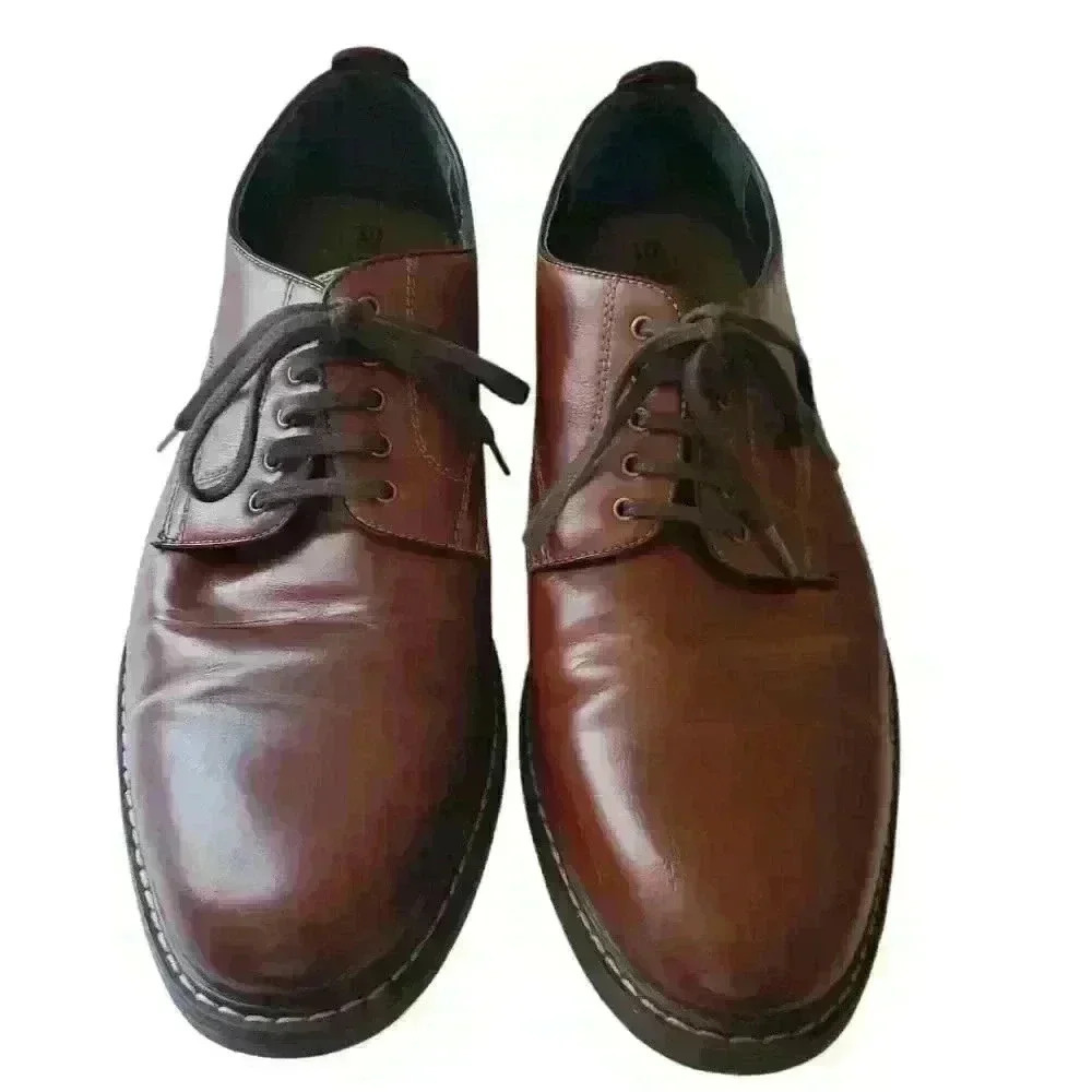 George Men's Brown Memory Foam Plain Lace Oxford Size 10